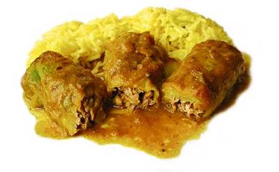 Repollo relleno de cordero en curry'